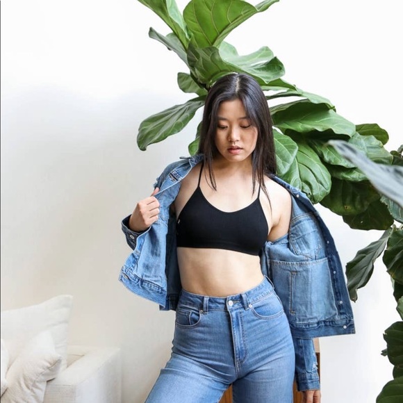 Boho Chic Tattoo Illusion Ribbed Deep V Bralette Bra Crop Yoga Bitch NWT - Picture 15 of 16